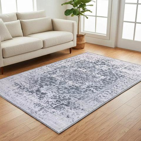 Washable Area Rugs for Living Room, Bedroom & Dining Room – Modern Soft Low Pile Non Slip Carpet – Pet Friendly Waterproof Foldable Rugs for Home