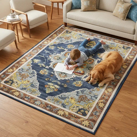 Washable Area Rugs for Living Room, Bedroom & Dining Room – Modern Soft Low Pile Non Slip Carpet – Pet Friendly Waterproof Foldable Rugs for Home