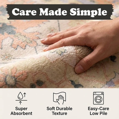 Washable Area Rugs for Living Room, Bedroom & Dining Room – Modern Soft Low Pile Non Slip Carpet – Pet Friendly Waterproof Foldable Rugs for Home