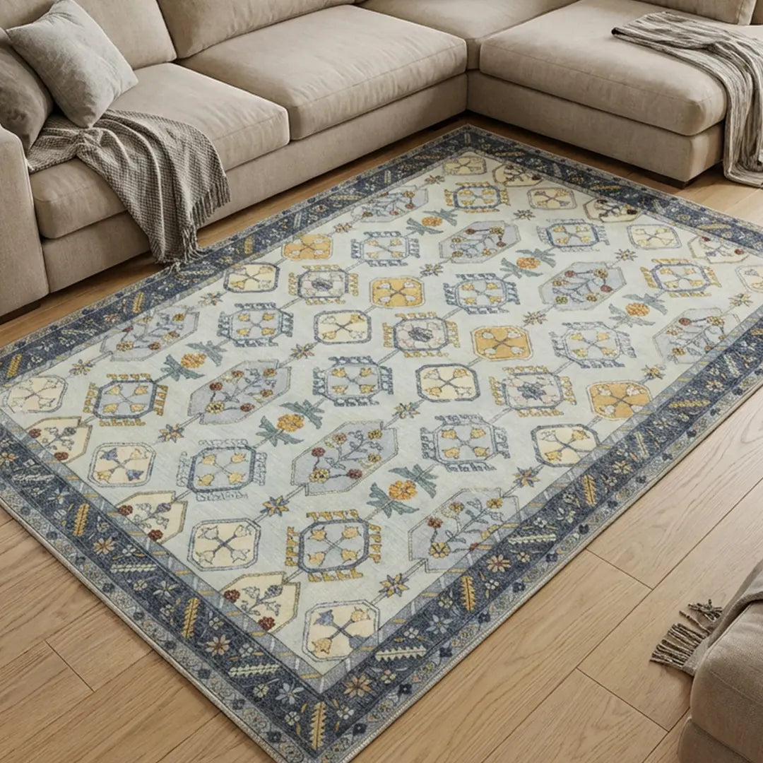 Washable Area Rugs for Living Room, Bedroom & Dining Room – Modern Soft Low Pile Non Slip Carpet – Pet Friendly Waterproof Foldable Rugs for Home