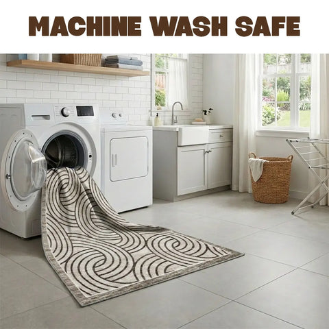 Washable Area Rugs for Living Room, Bedroom & Dining Room – Modern Soft Low Pile Non Slip Carpet – Pet Friendly Waterproof Foldable Rugs for Home