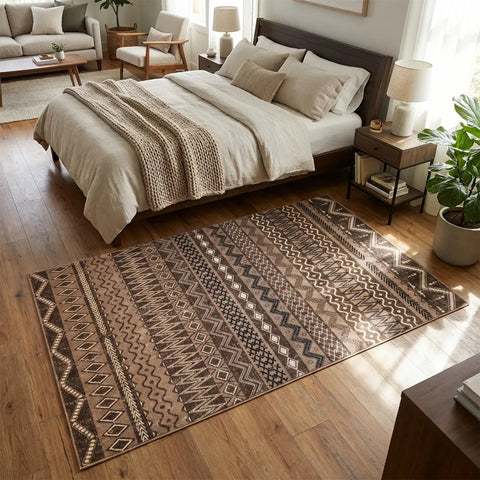 Washable Area Rugs for Living Room, Bedroom & Dining Room – Modern Soft Low Pile Non Slip Carpet – Pet Friendly Waterproof Foldable Rugs for Home
