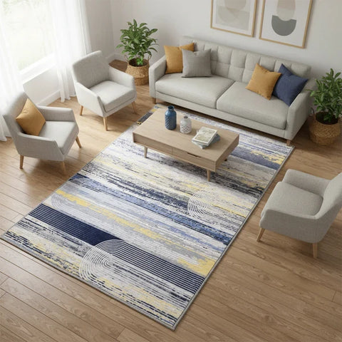 Washable Area Rugs for Living Room, Bedroom & Dining Room – Modern Soft Low Pile Non Slip Carpet – Pet Friendly Waterproof Foldable Rugs for Home