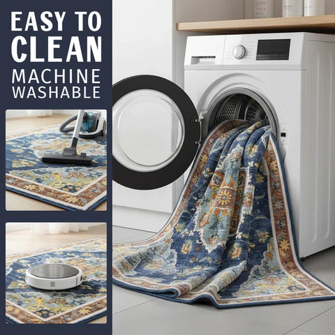 Washable Area Rugs for Living Room, Bedroom & Dining Room – Modern Soft Low Pile Non Slip Carpet – Pet Friendly Waterproof Foldable Rugs for Home